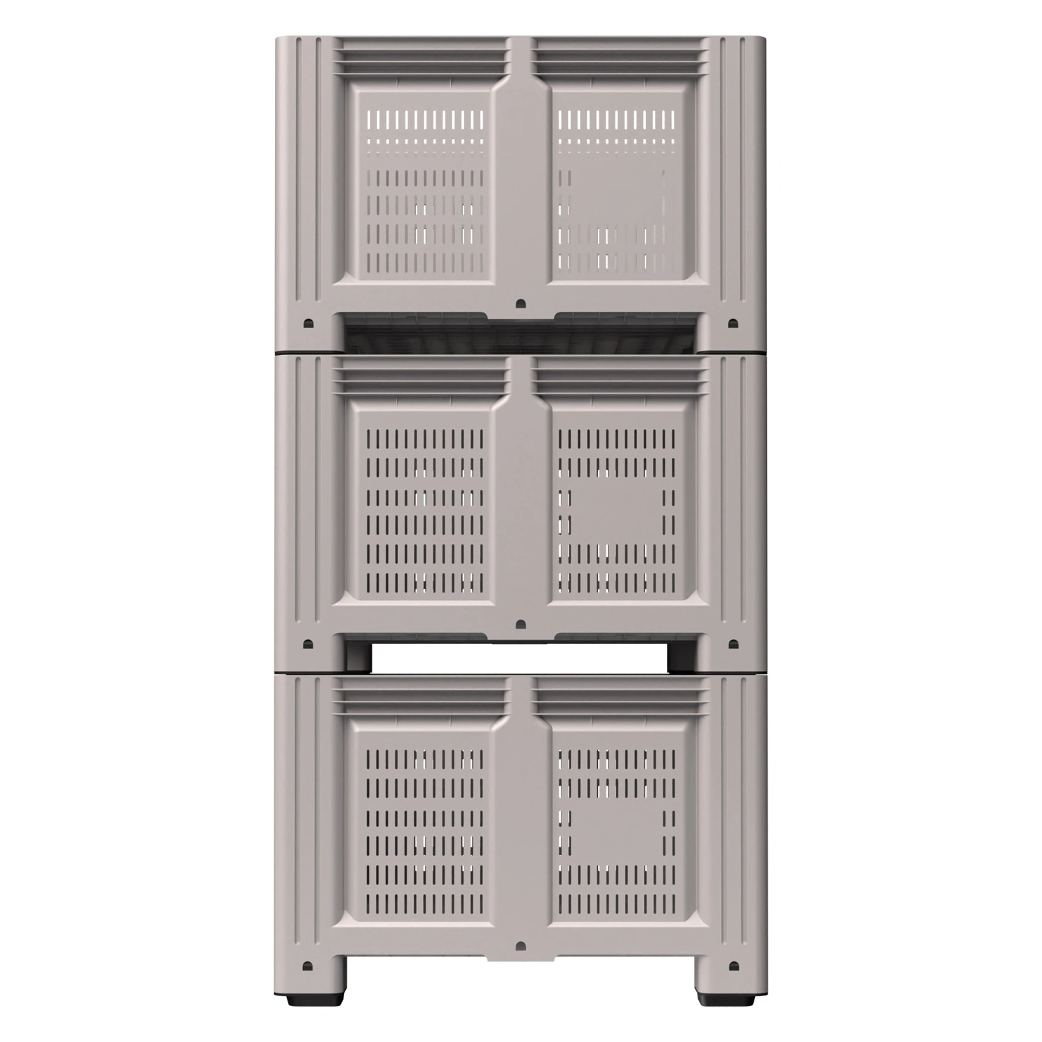 Большой контейнер 1130x1130x760 мм iPlast iBOX светло-серый c перфорированными стенками и дном, на ножках