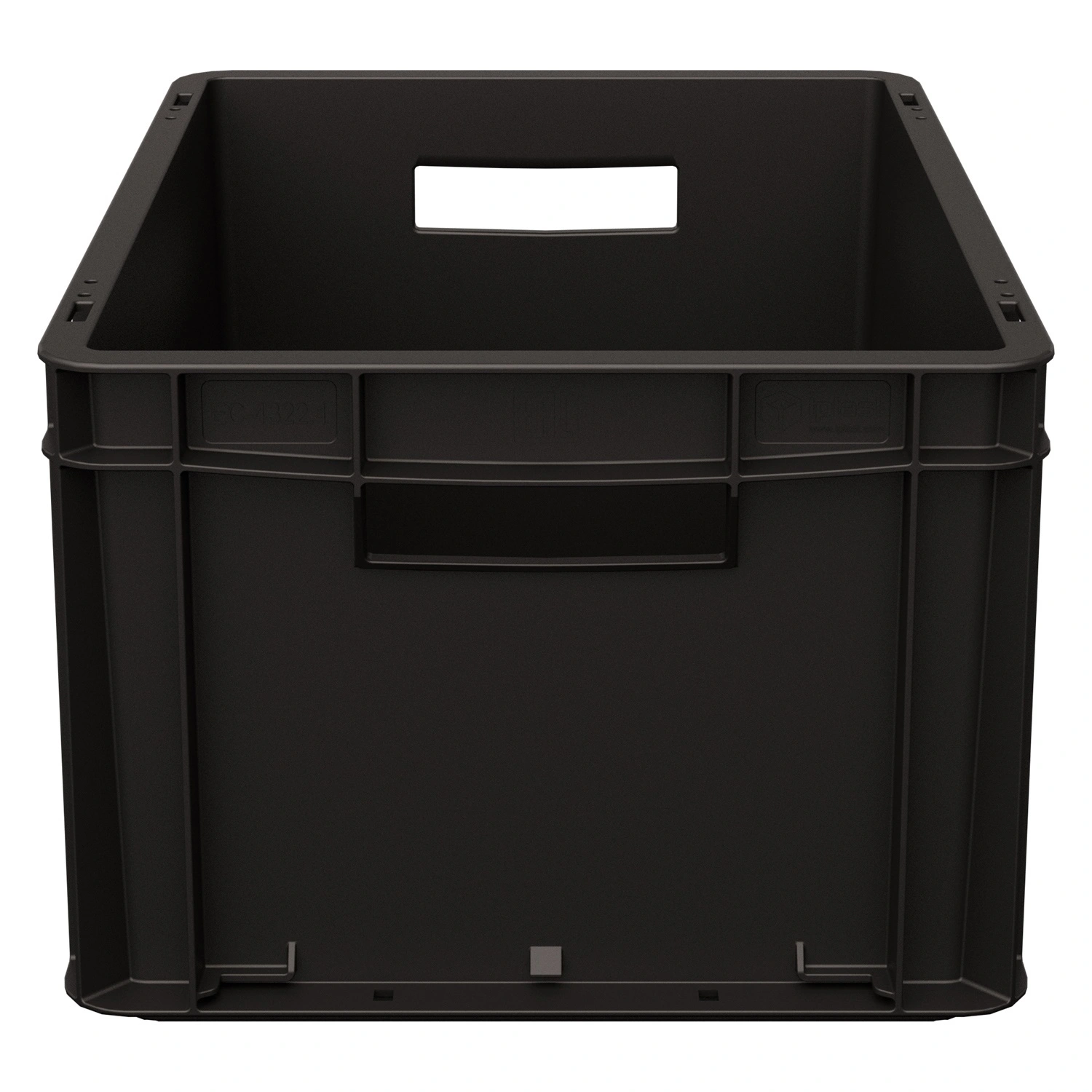 Евроконтейнер ЕС-4322.2 400х300х220 мм iPlast чёрный ЭКО со сплошным дном, закрытыми ручками