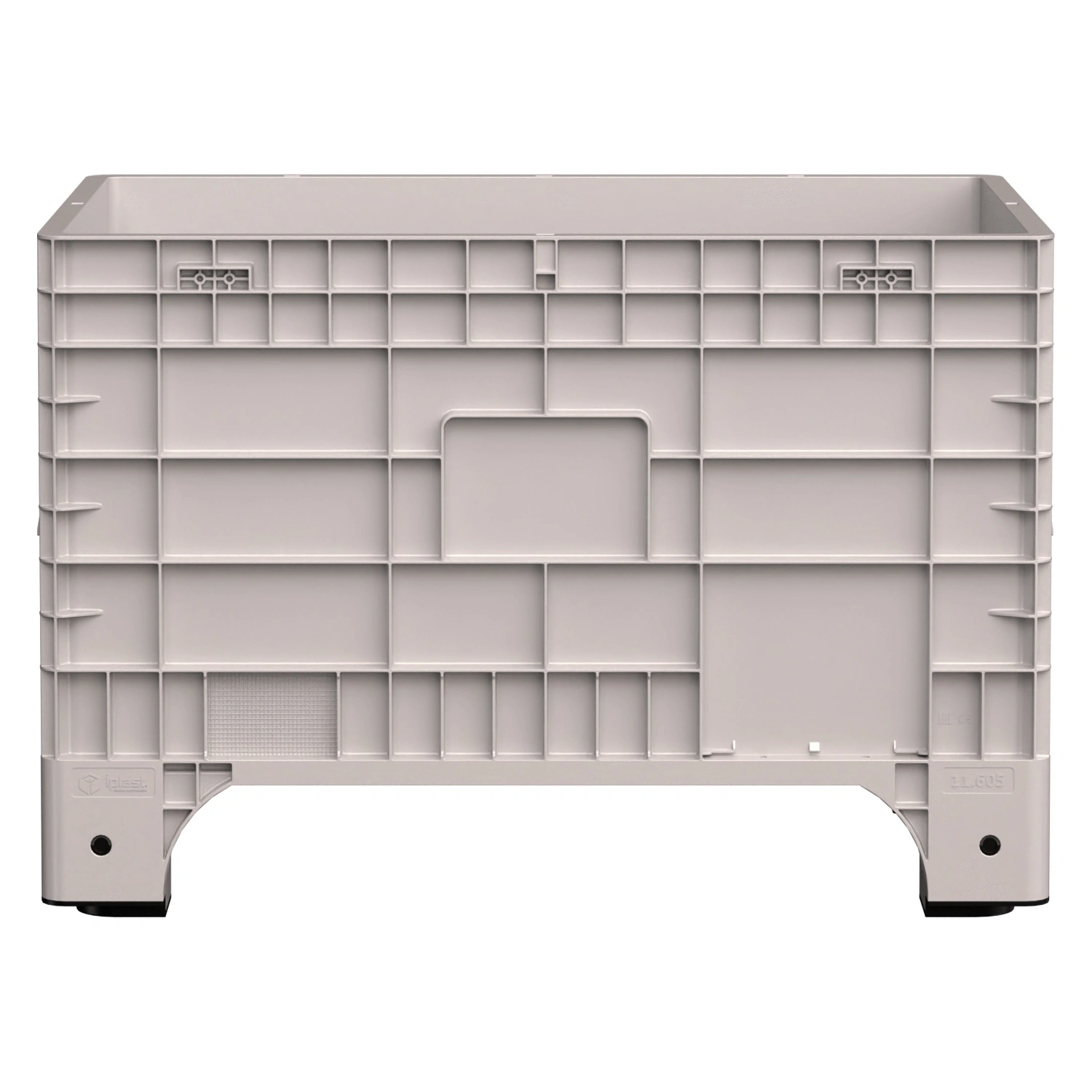 Большой контейнер 1020x640x675 мм iPlast iBOX светло-серый со сплошными стенками и дном, на ножках