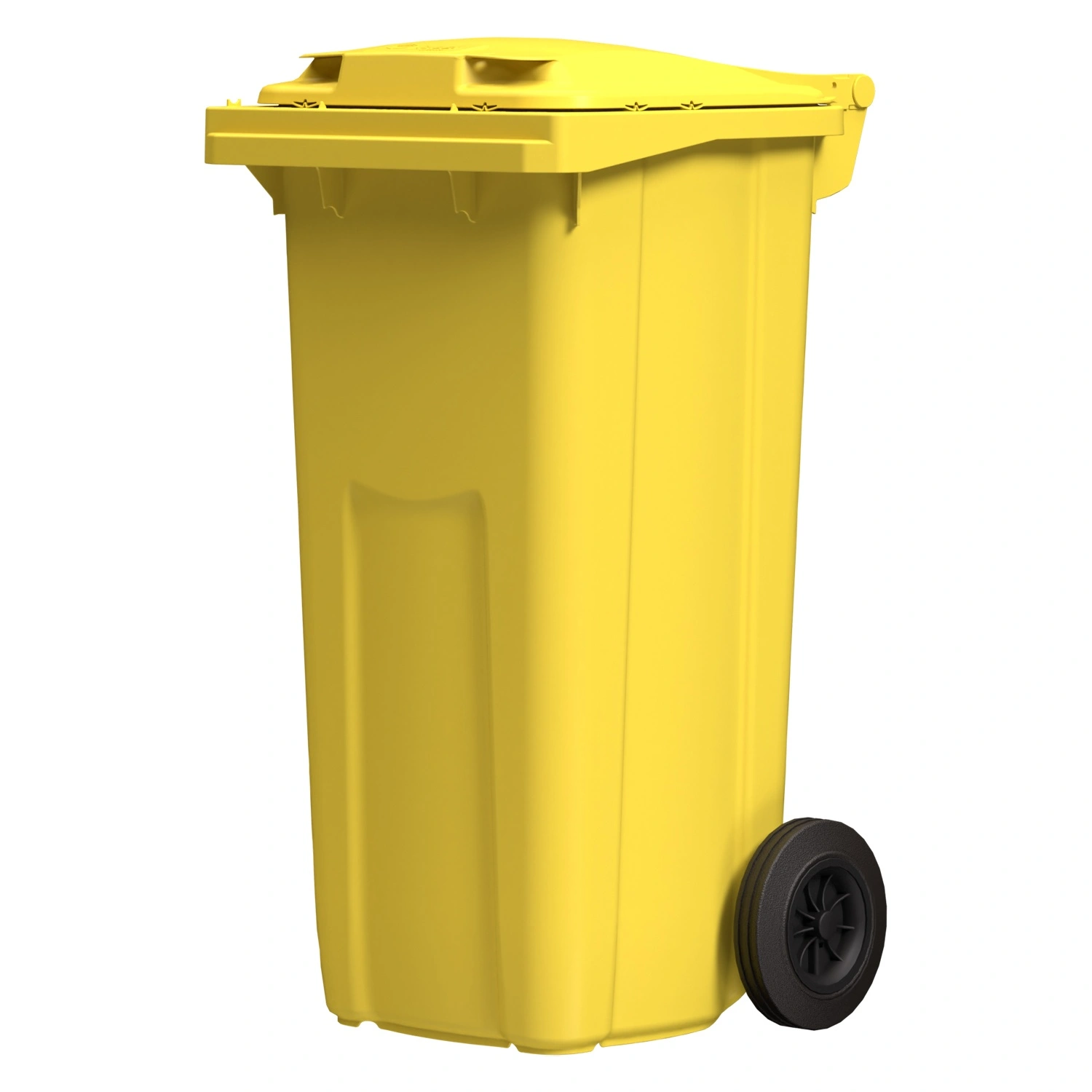 Мусорный контейнер 120 л iPlast жёлтый 2-колёсный (д. 200 мм) с жёлтой крышкой NEW (20.805)