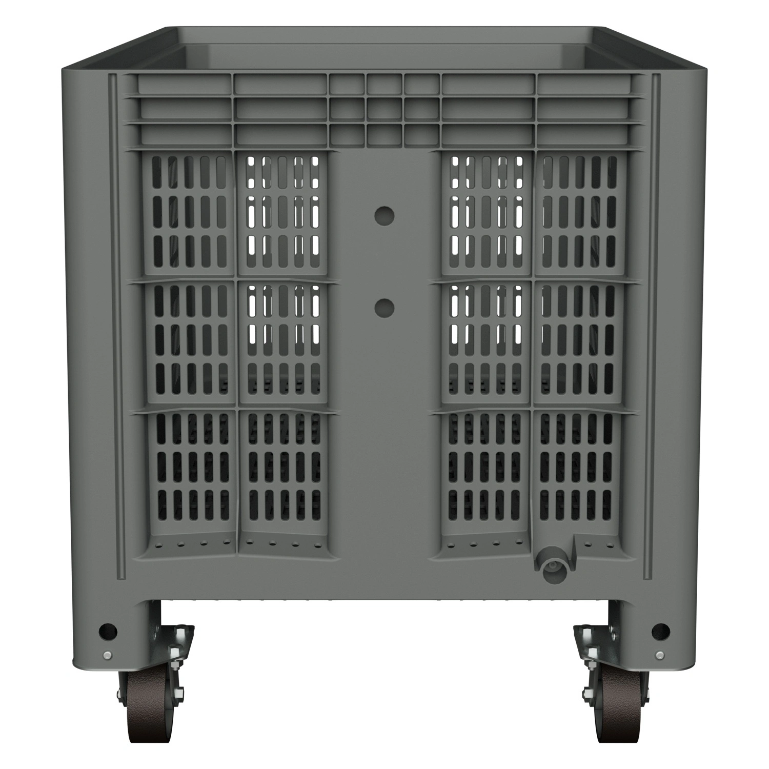 Большой контейнер 1200x800x920 мм iPlast iBOX светло-серый c перфорированными стенками и дном, на колёсах