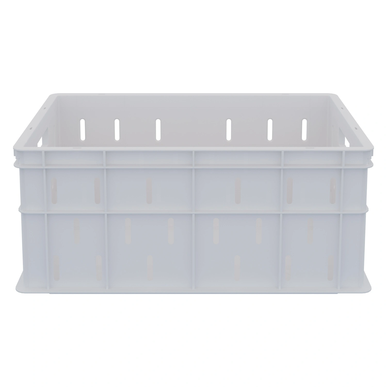 Пищевой ящик универсальный 600х400х259 мм iPlast белый с перфорированными стенками и сплошным дном