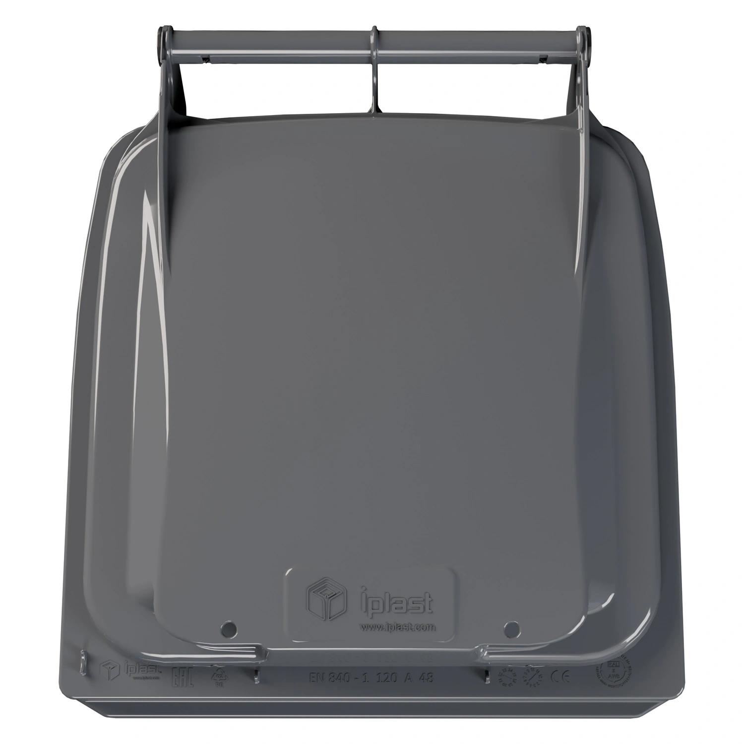 Мусорный контейнер 120 л iPlast тёмно-серый ЭКО 2-х колёсный с тёмно-серой крышкой