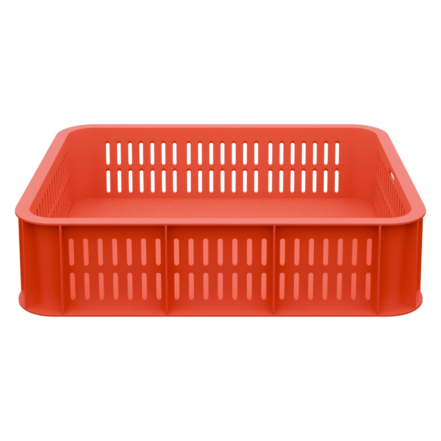 Пищевой ящик универсальный 435х335х110 мм iPlast красный ЭКО с перфорированными стенками и сплошным дном