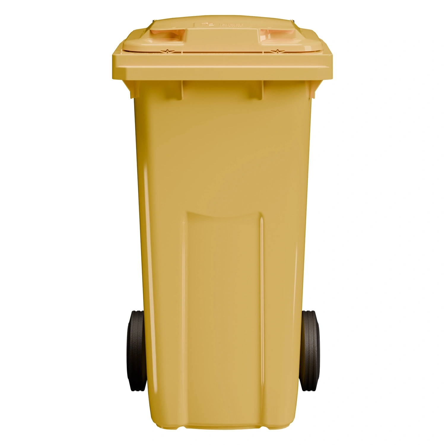 Мусорный контейнер 120 л iPlast жёлтый 2-колёсный (д. 200 мм) с жёлтой крышкой NEW (20.805)