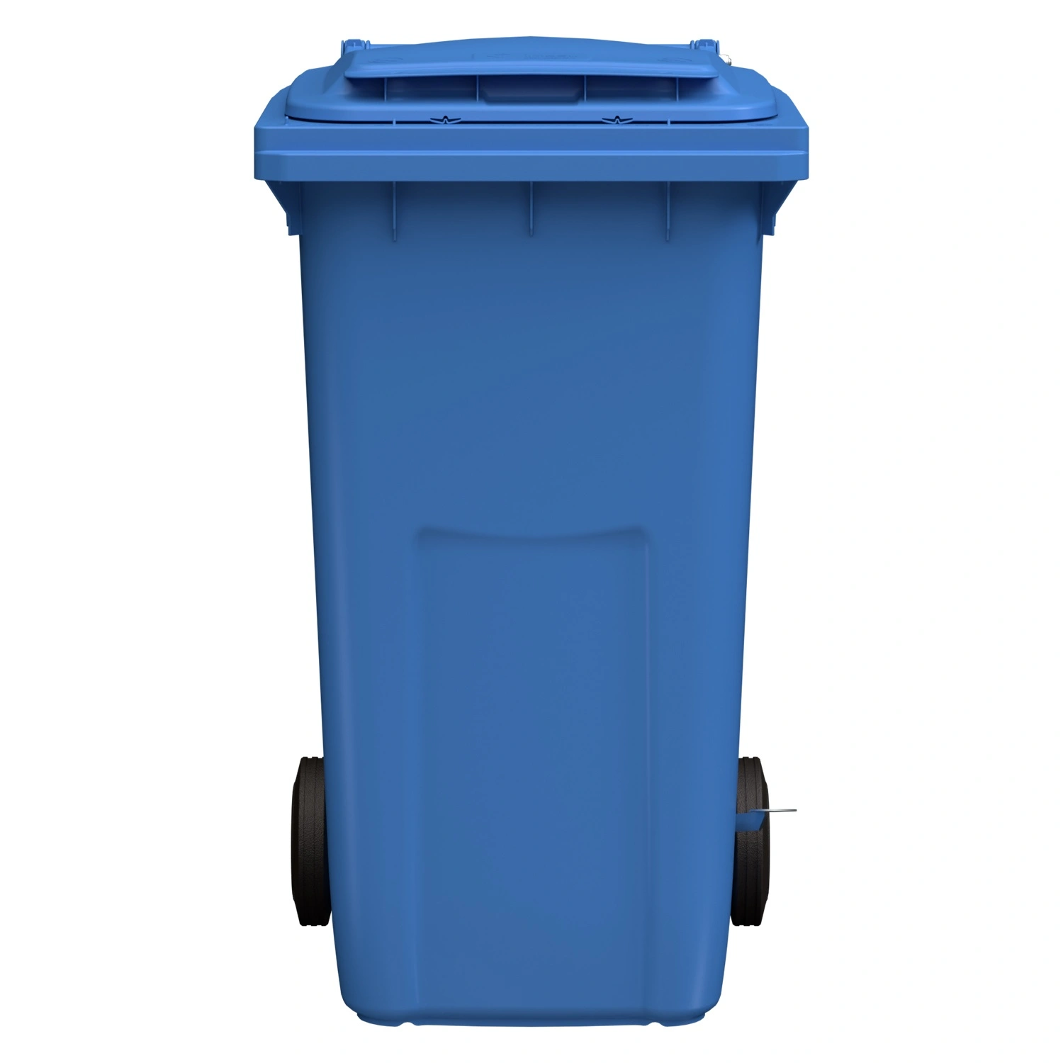 Мусорный контейнер 240 л iPlast тёмно-голубой 2-колёсный (д. 200 мм) с тёмно-голубой крышкой