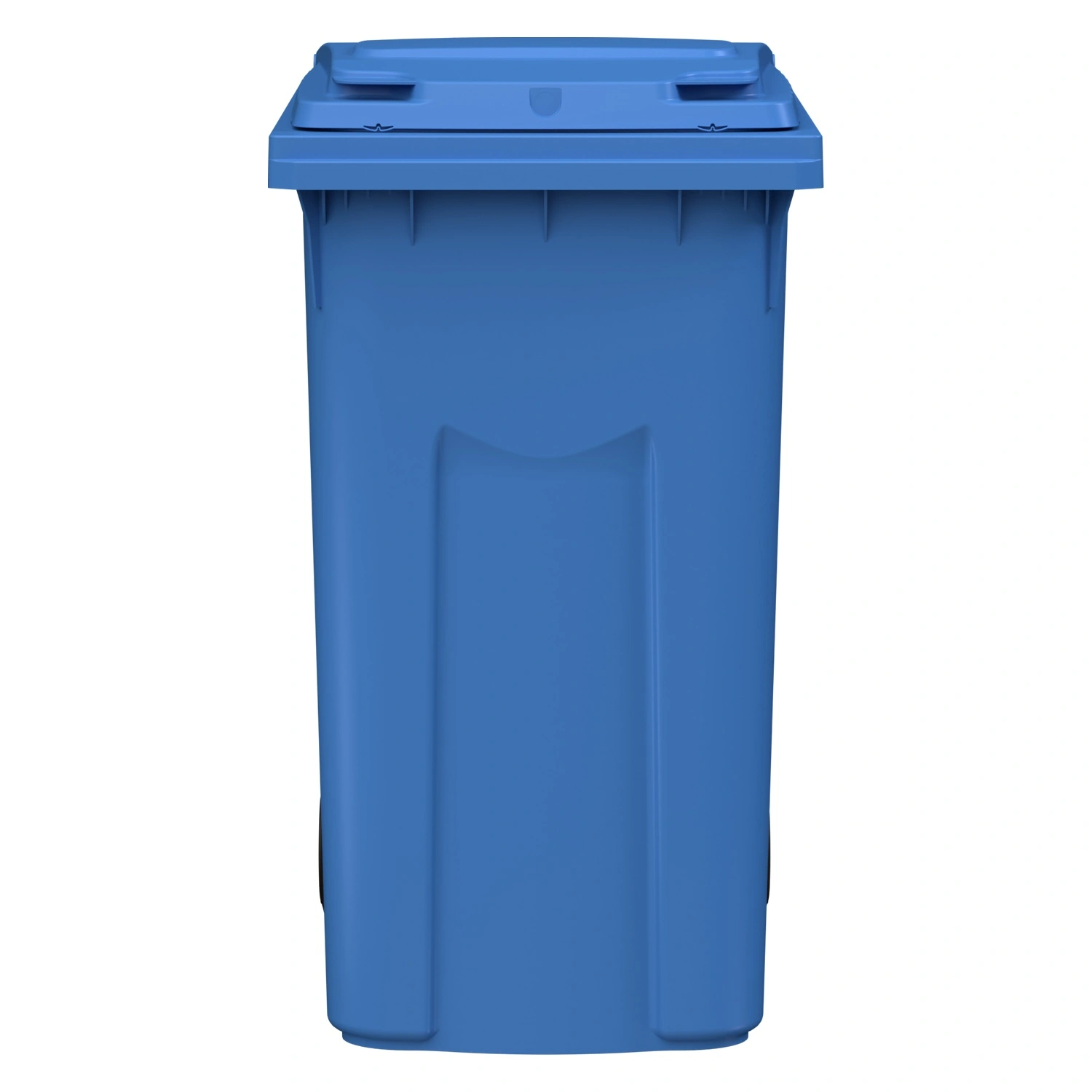 Мусорный контейнер 360 л iPlast тёмно-голубой 2-колёсный (д. 200 мм) с тёмно-голубой крышкой