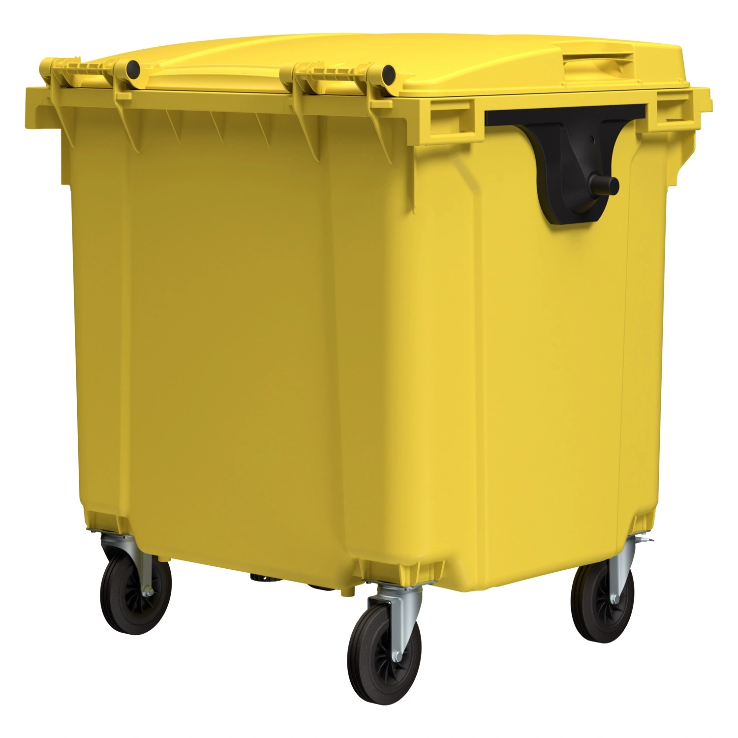 Мусорный контейнер 1100 л iPlast жёлтый 4-колёсный с жёлтой крышкой N1 (20.807.1)