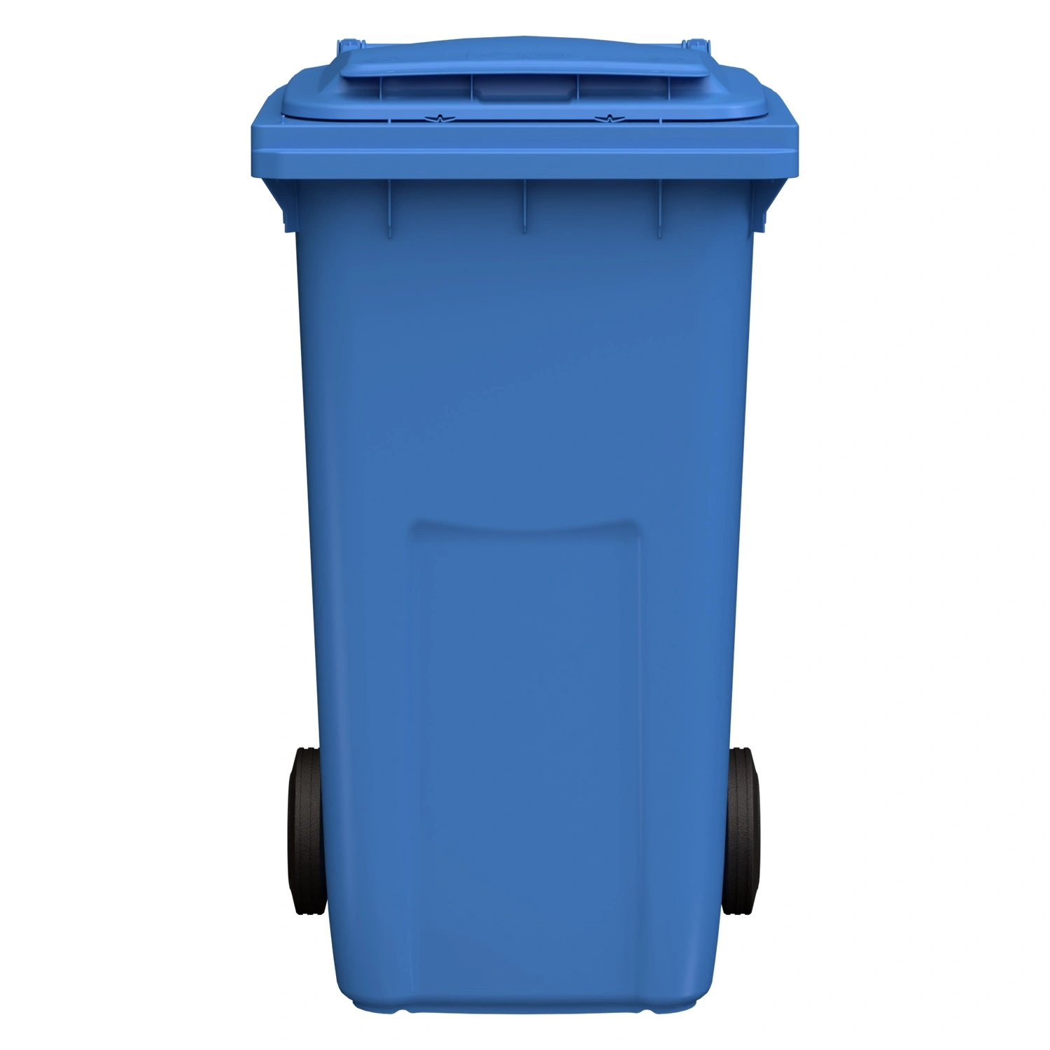 Мусорный контейнер 240 л iPlast тёмно-голубой 2-колёсный (д. 200 мм) с тёмно-голубой крышкой