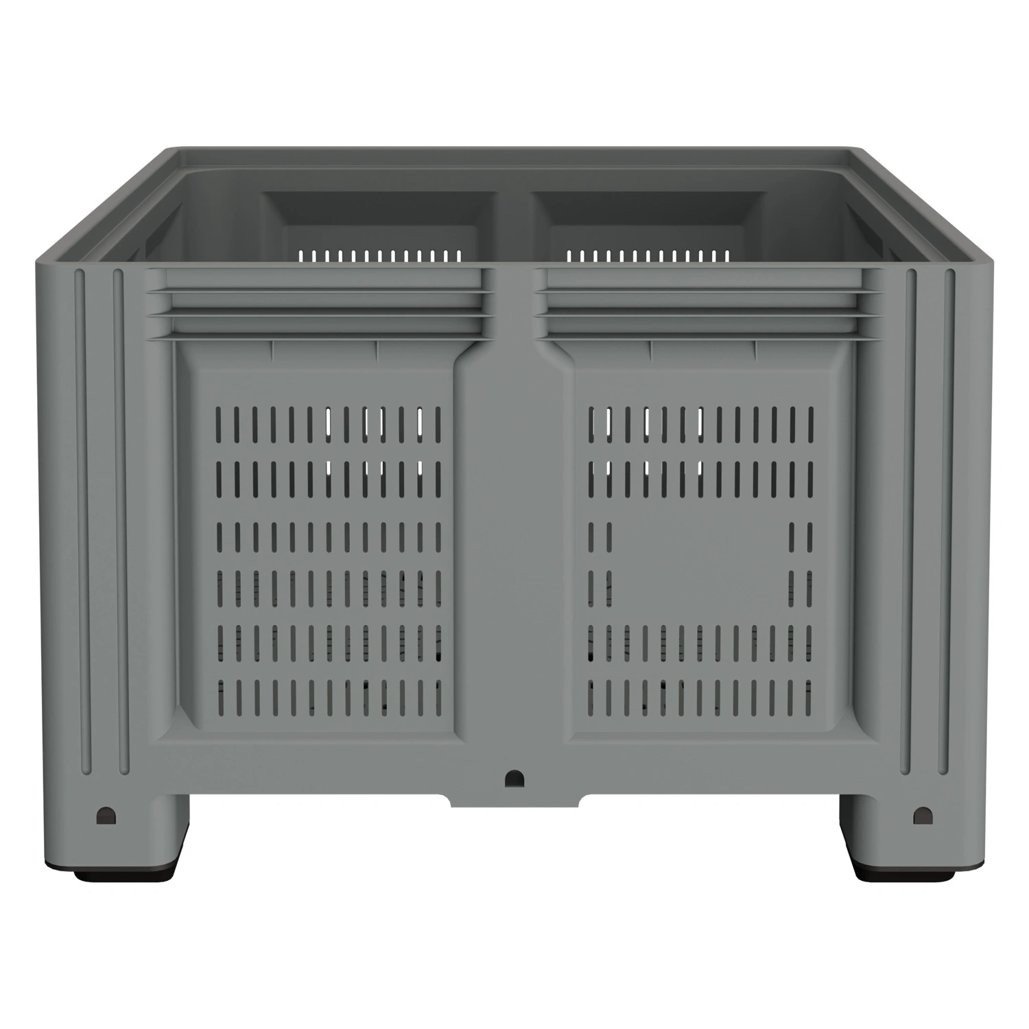 Большой контейнер 1130x1130x760 мм iPlast iBOX светло-серый c перфорированными стенками и дном, на ножках