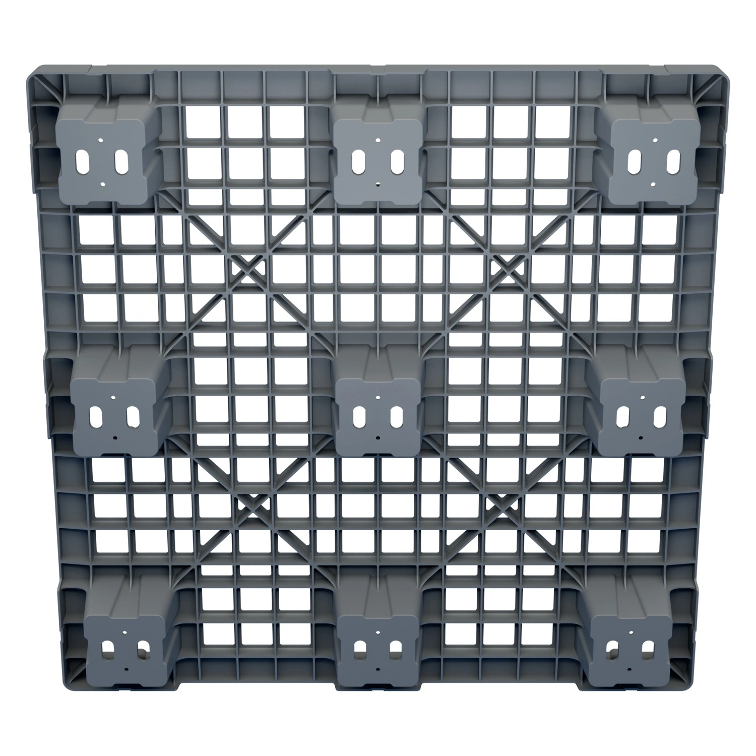 Пластиковый паллет 1100x1100x140 мм iPlast серый перфорированный на ножках с бортиком