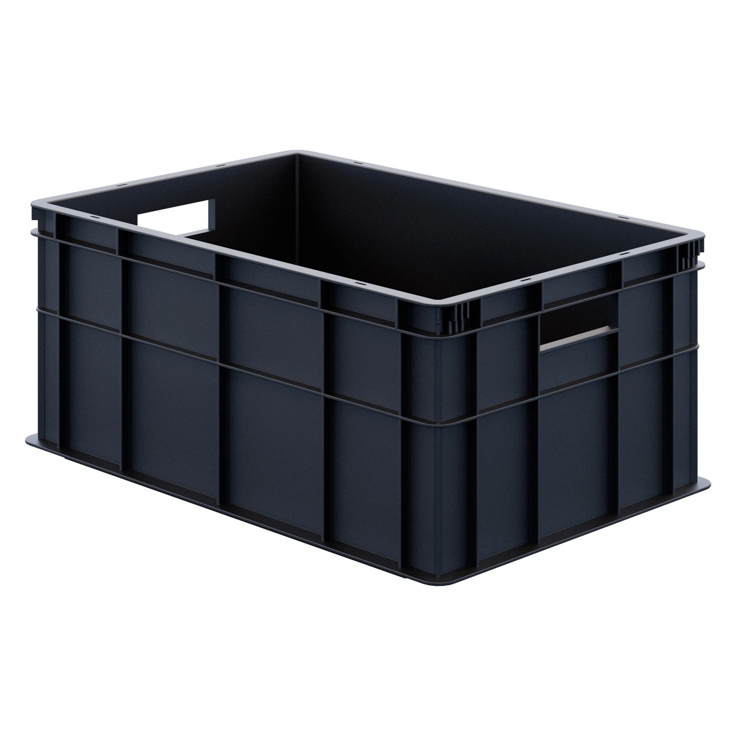 Пищевой ящик универсальный 600х400х259 мм iPlast чёрный ЭКО со сплошными стенками и дном