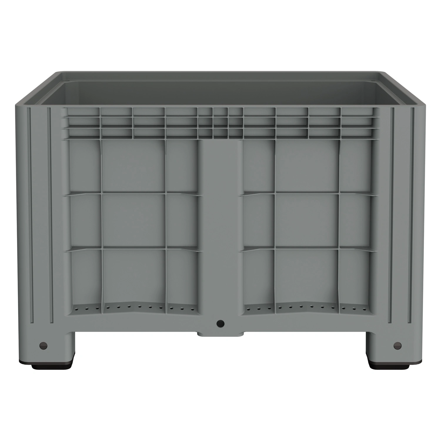 Большой контейнер 1200х800х800 мм iPlast iBOX светло-серый со сплош. стенками и дном на ножках с пробкой 1 дюйм