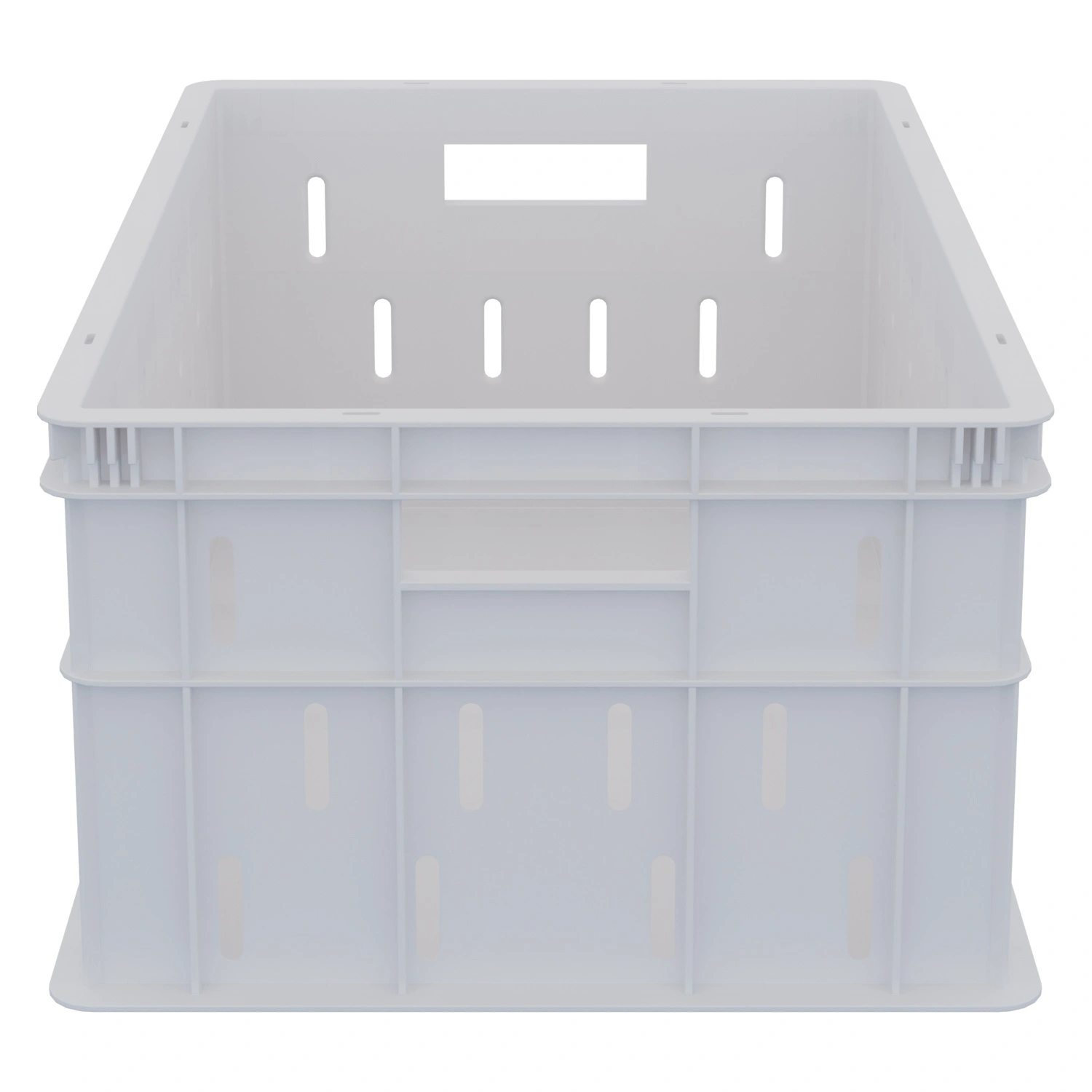 Пищевой ящик универсальный 600х400х259 мм iPlast белый с перфорированными стенками и сплошным дном