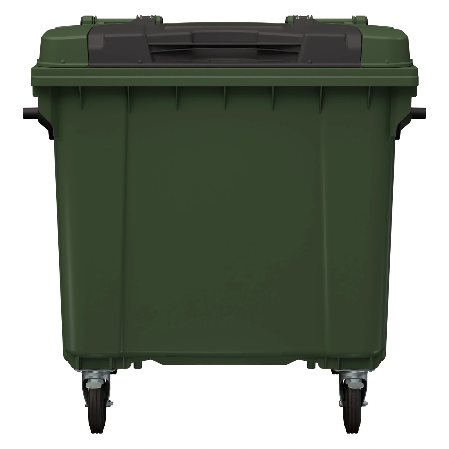 Мусорный контейнер 1100 л iPlast зелёный 4-х колёс. с зелёной крышкой и тёмно-серой крышкой TwinLid N2 (20.807.2)