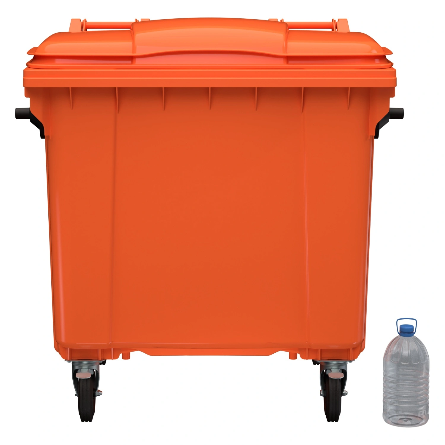 Мусорный контейнер 1100 л iPlast оранжевый 4-колёсный с оранжевой крышкой N2 (20.807.2)