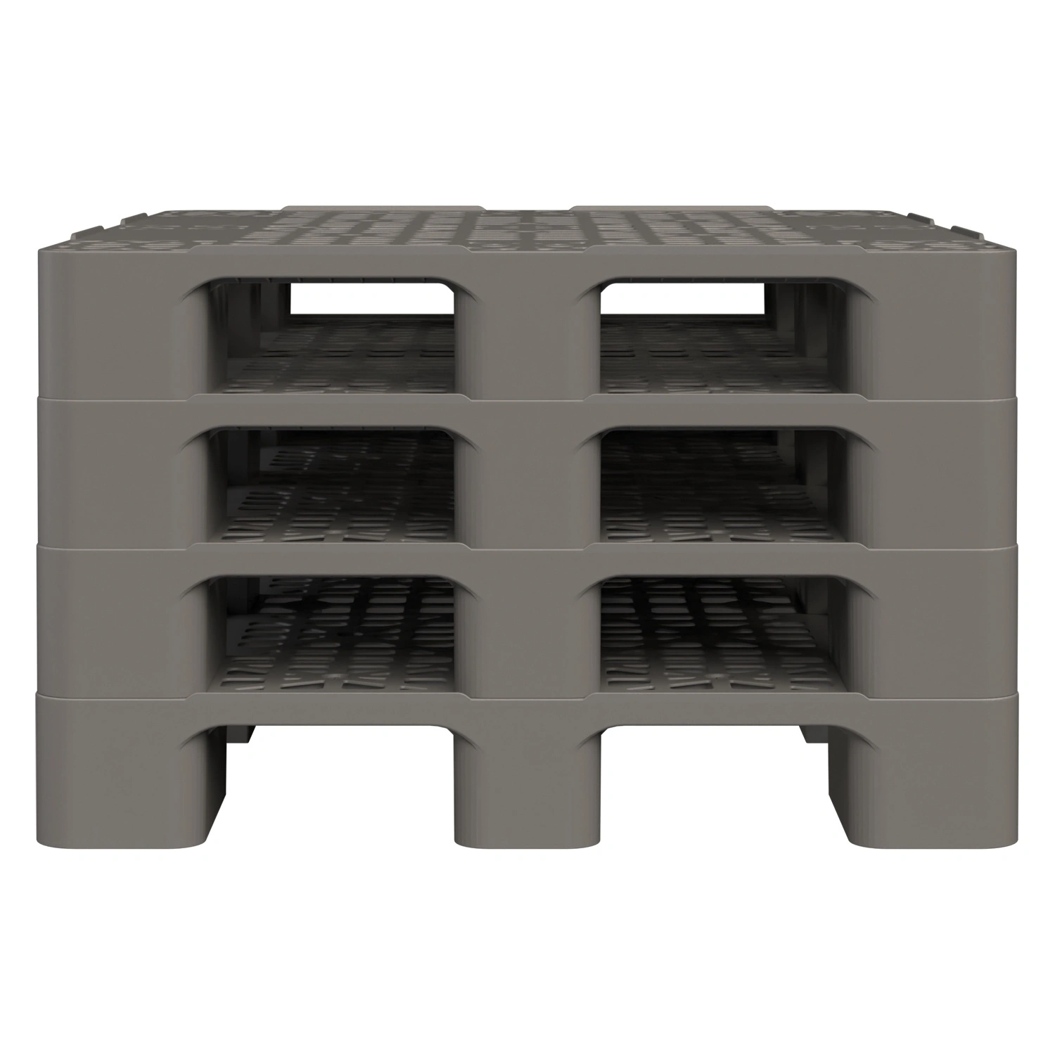Пластиковый паллет 1200x1000x150 мм iPlast серый перфорированный на 2 полозьях с бортиком Пластиковый паллет 1200x1000x150 мм iPlast серый перфорированный на 2 полозьях с бортиком