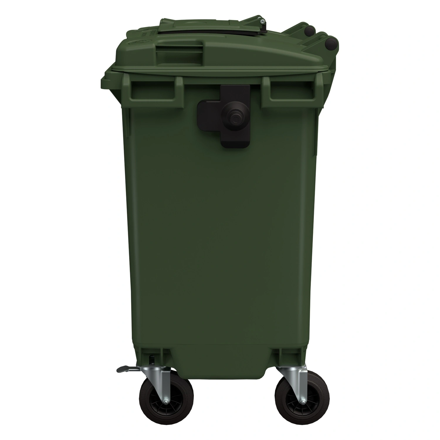 Мусорный контейнер 770 л iPlast зелёный 4-колёсный с зелёной крышкой и мини-крышкой