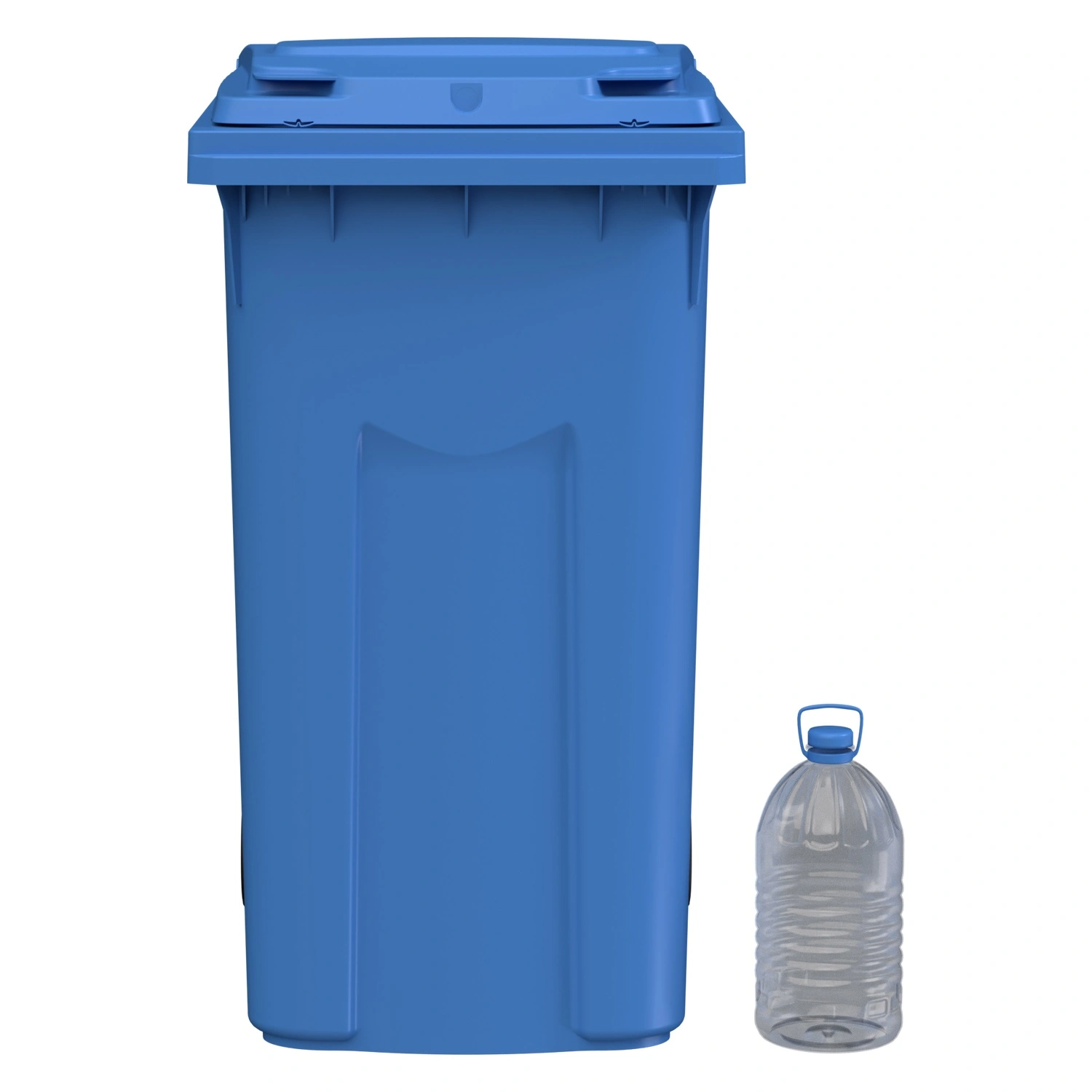 Мусорный контейнер 360 л iPlast тёмно-голубой 2-колёсный (д. 200 мм) с тёмно-голубой крышкой