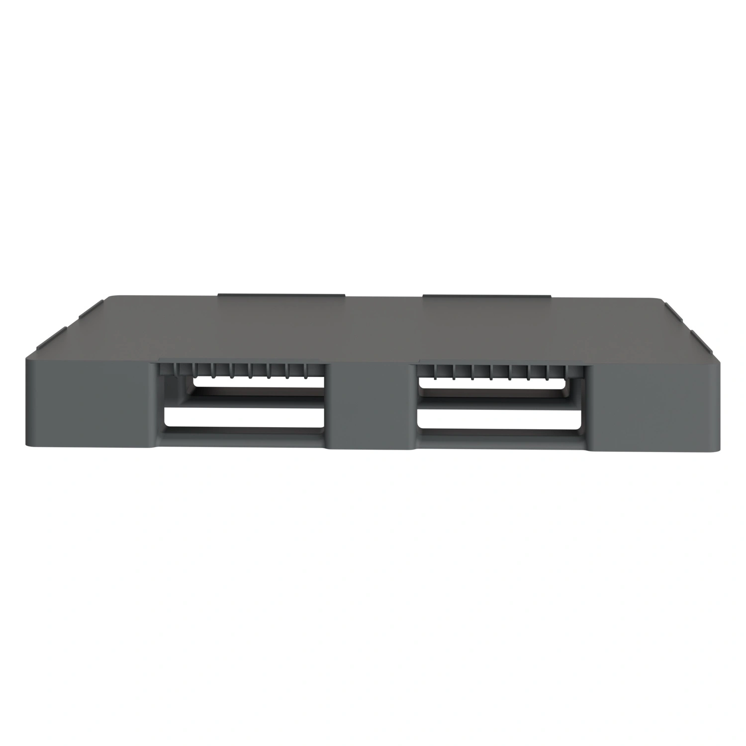 Пластиковый паллет 1200х800х150 мм iPlast серый сплошной на 3 полозьях с бортиком и 1 трубой усиления