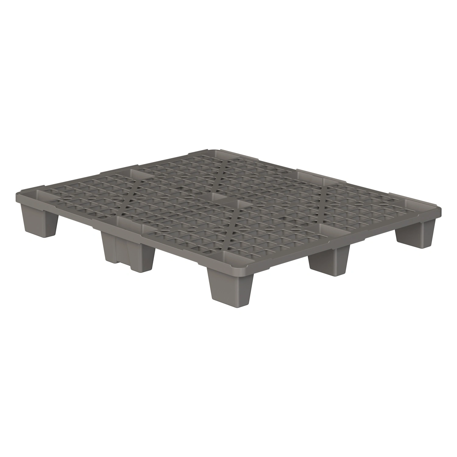 Пластиковый паллет 1200x1000x135 мм iPlast серый перфорированный на ножках с бортиком Пластиковый паллет 1200x1000x135 мм iPlast серый перфорированный на ножках с бортиком