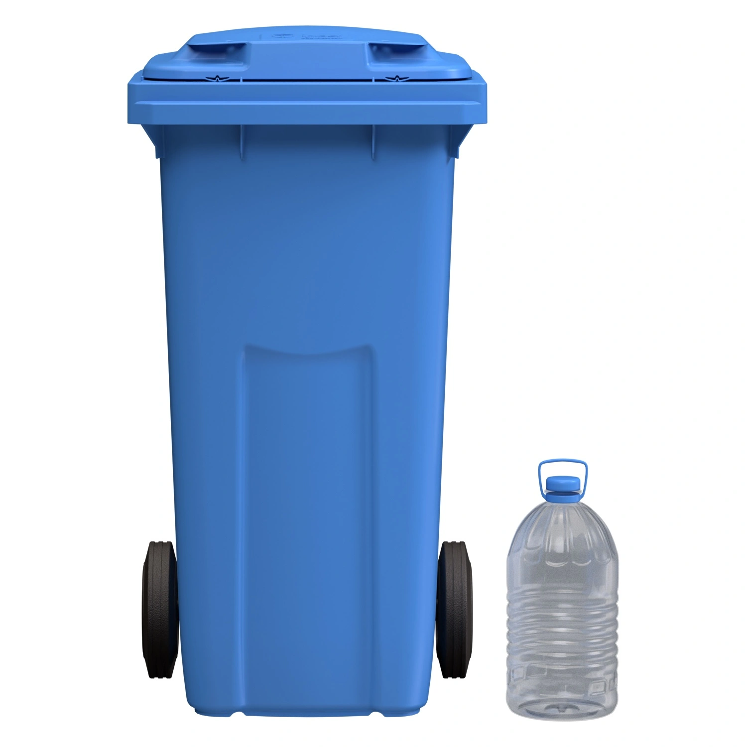 Мусорный контейнер 120 л iPlast тёмно-голубой 2-колёсный (д. 200 мм) с тёмно-голубой крышкой Мусорный контейнер 120 л iPlast тёмно-голубой 2-колёсный (д. 200 мм) с тёмно-голубой крышкой