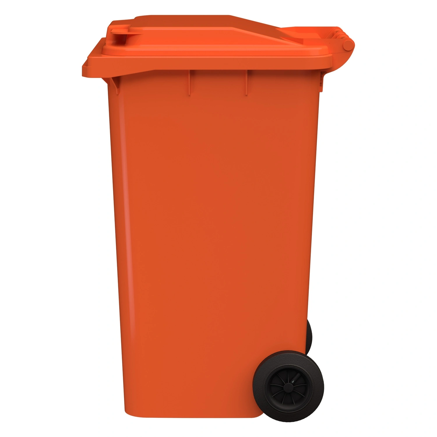 Мусорный контейнер 240 л iPlast оранжевый 2-колёсный (д. 200 мм) с оранжевой полипропиленовой крышкой