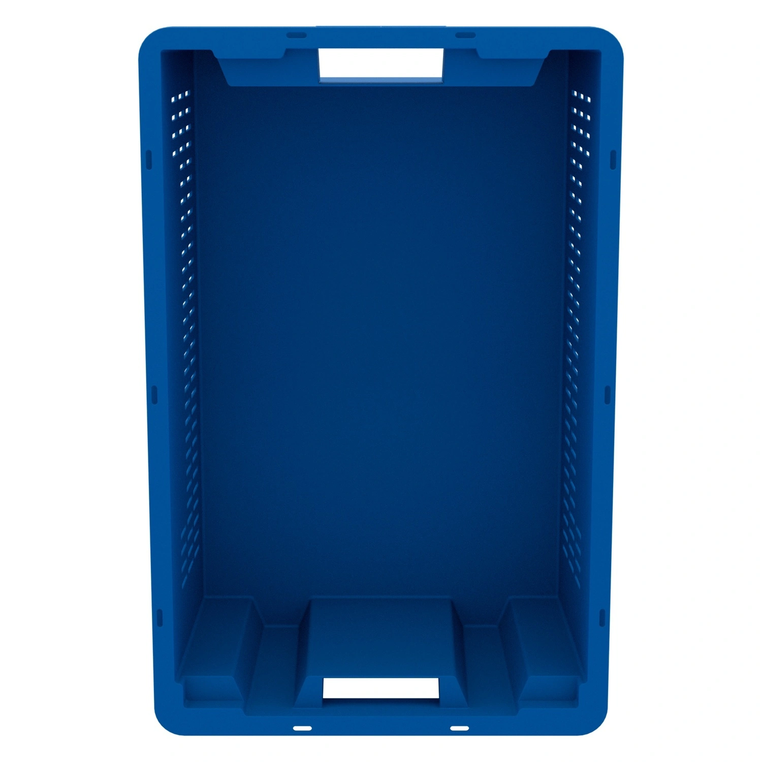 Пищевой ящик универсальный 600х400х200 мм iPlast синий ЭКО с перфорированными стенками и сплошным дном