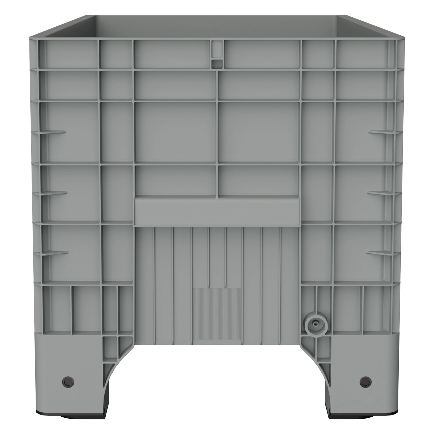 Большой контейнер 1020х640х675 мм iPlast iBOX светло-серый со сплош. стенками и дном, на ножках с пробкой 1 дюйм