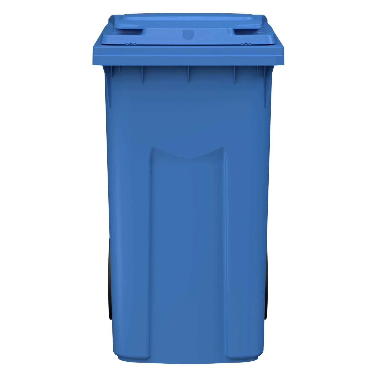 Мусорный контейнер 360 л iPlast тёмно-голубой 2-колёсный (д. 300 мм) с тёмно-голубой крышкой