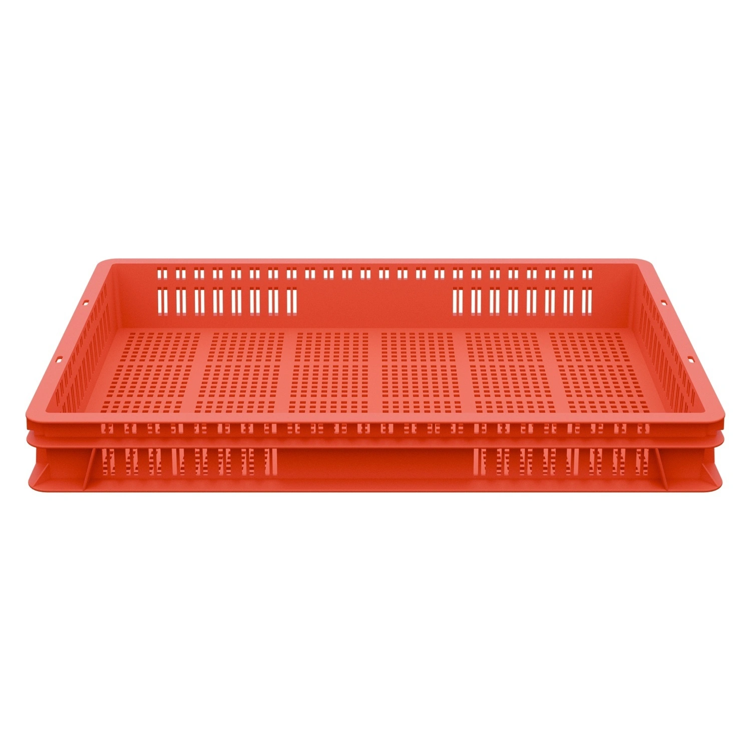 Пищевой ящик универсальный 600х400х75 мм iPlast красный ЭКО с перфорированными стенками и дном