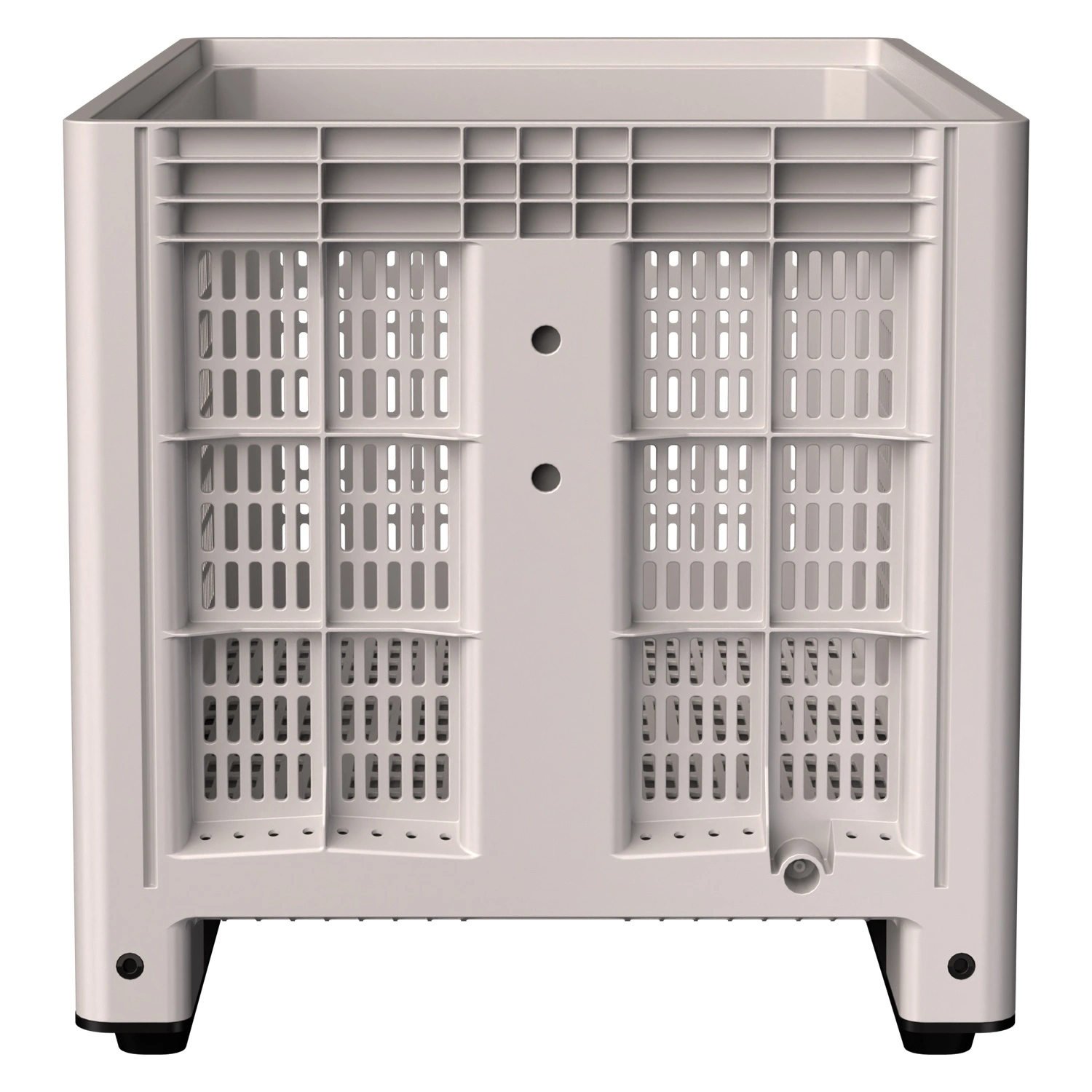 Большой контейнер 1200x800x800 мм iPlast iBOX светло-серый c перфорированными стенками и дном, на полозьях