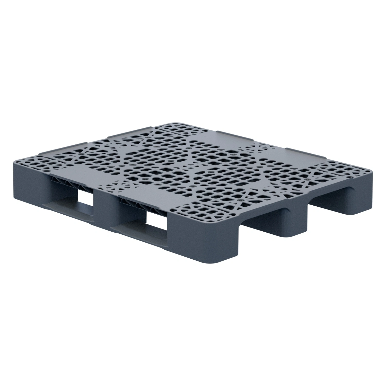 Пластиковый паллет 1200x1000x150 мм iPlast серый перфорированный на 2 полозьях с бортиком