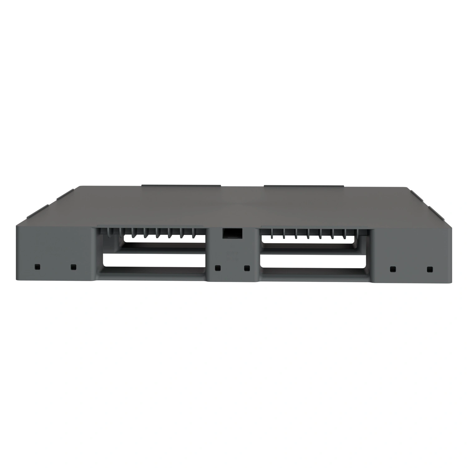 Пластиковый паллет 1200х1000х150 мм iPlast серый сплошной на 3 полозьях с бортиком и 1 трубой усиления