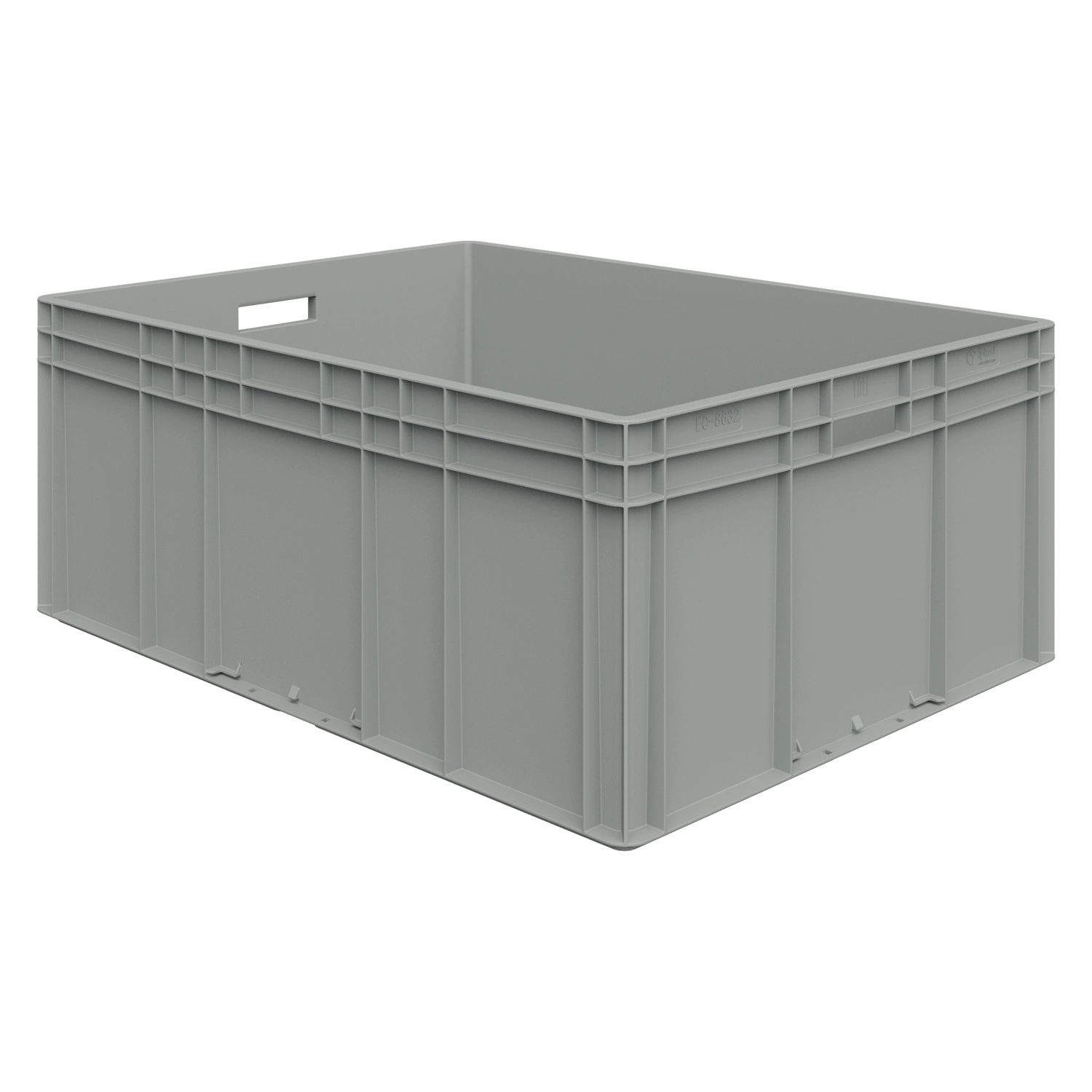 Евроконтейнер ЕС-8632.3 800х600х320 мм iPlast светло-серый с усиленным дном и открытыми ручками