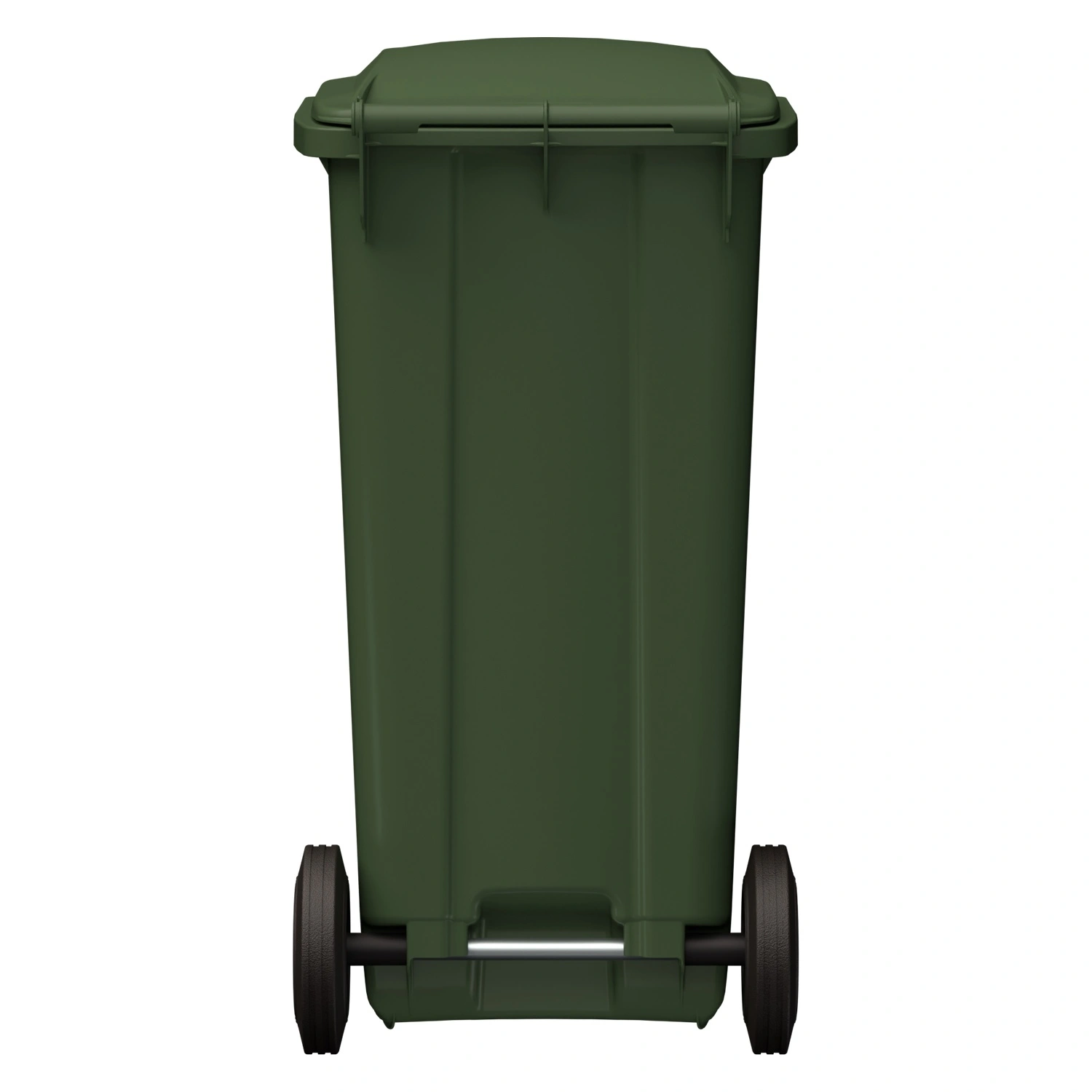 Мусорный контейнер 120 л iPlast зелёный 2-колёсный (д. 200 мм) с зелёной крышкой NEW (20.805)