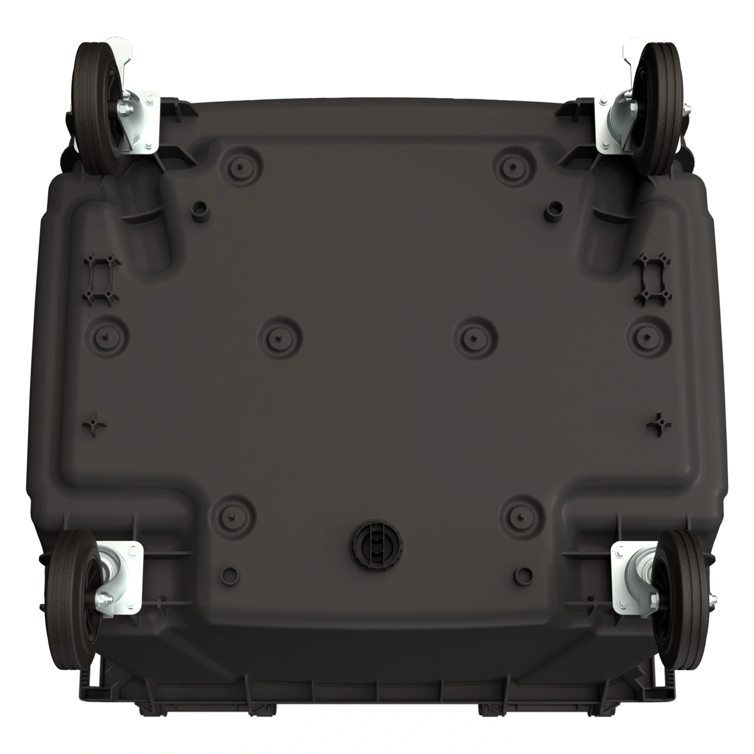 Мусорный контейнер 1100 л iPlast тёмно-серый 4-колёсный с красной крышкой TwinLid