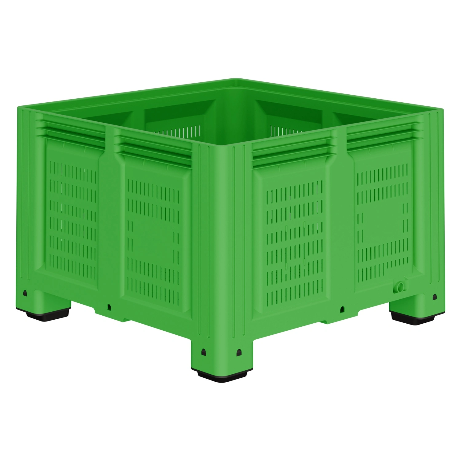 Большой контейнер 1130x1130x760 мм iPlast iBOX салатовый c перфорированными стенками и дном, на ножках