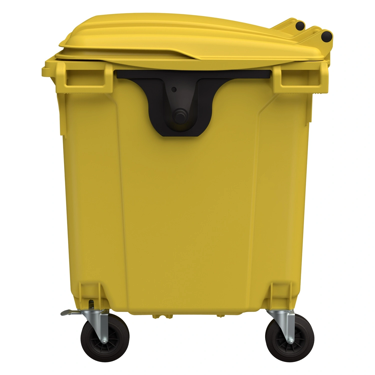 Мусорный контейнер 1100 л iPlast жёлтый 4-колёсный с жёлтой крышкой