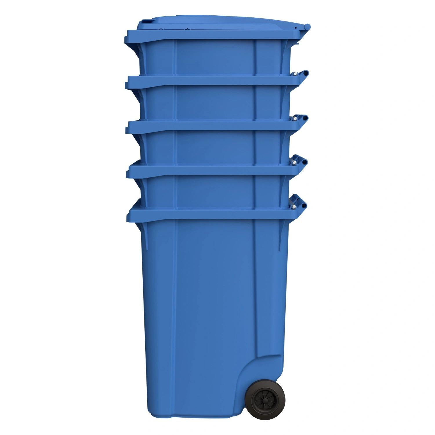 Мусорный контейнер 360 л iPlast тёмно-голубой 2-колёсный (д. 200 мм) с тёмно-голубой крышкой
