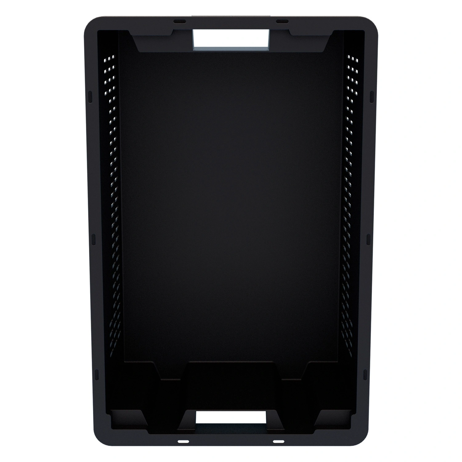 Пищевой ящик универсальный 600х400х200мм iPlast чёрный ЭКО с перфорированными стенками и сплошным дном