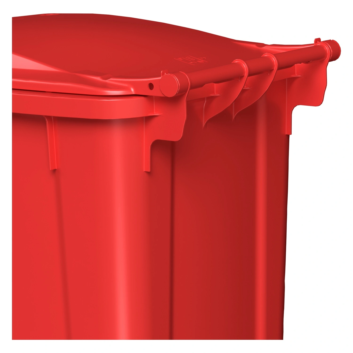 Мусорный контейнер 240 л iPlast красный 2-колёсный (д. 200 мм) с красной крышкой NEW (20.808)