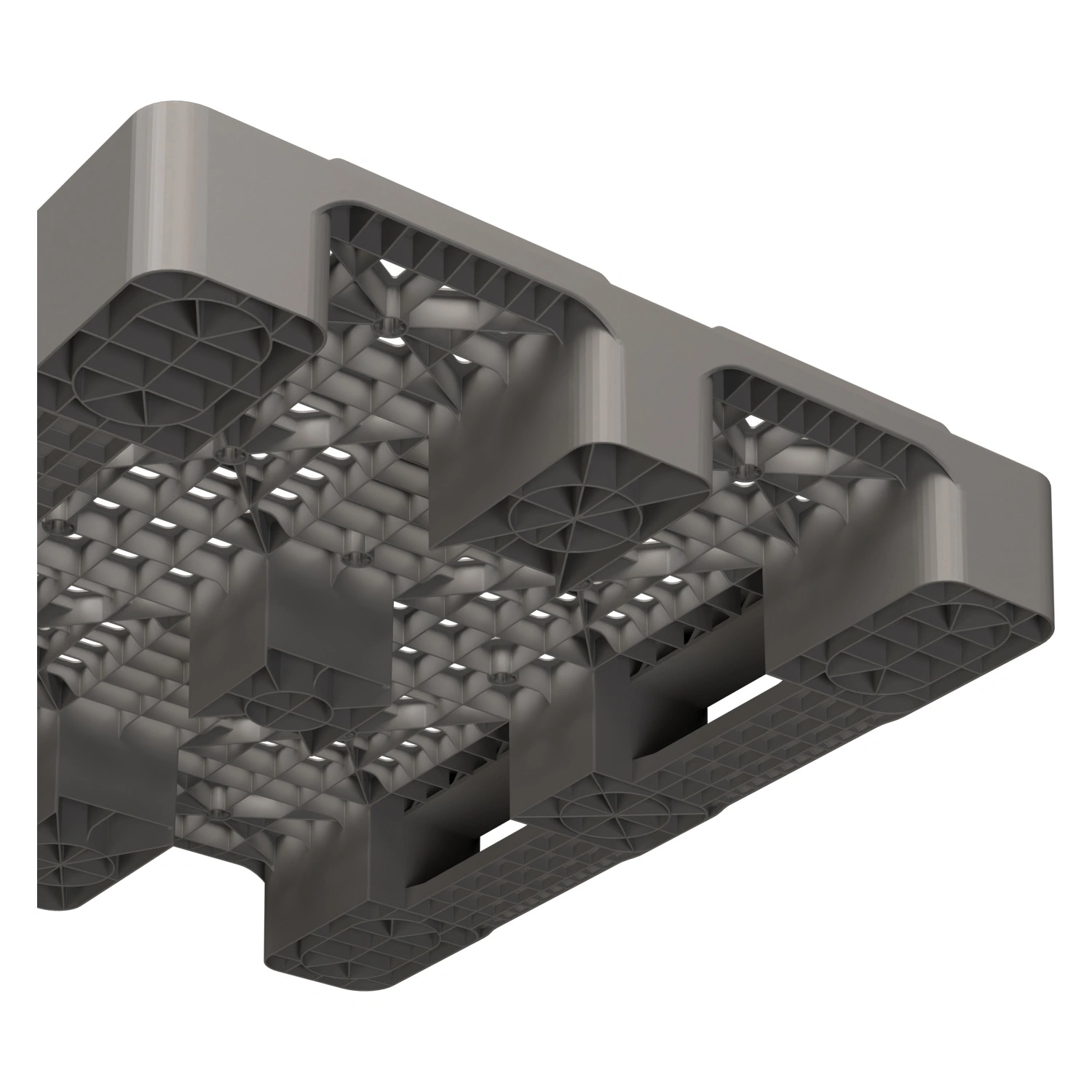 Пластиковый паллет 1200x1000x150 мм iPlast серый перфорированный на 2 полозьях с бортиком Пластиковый паллет 1200x1000x150 мм iPlast серый перфорированный на 2 полозьях с бортиком