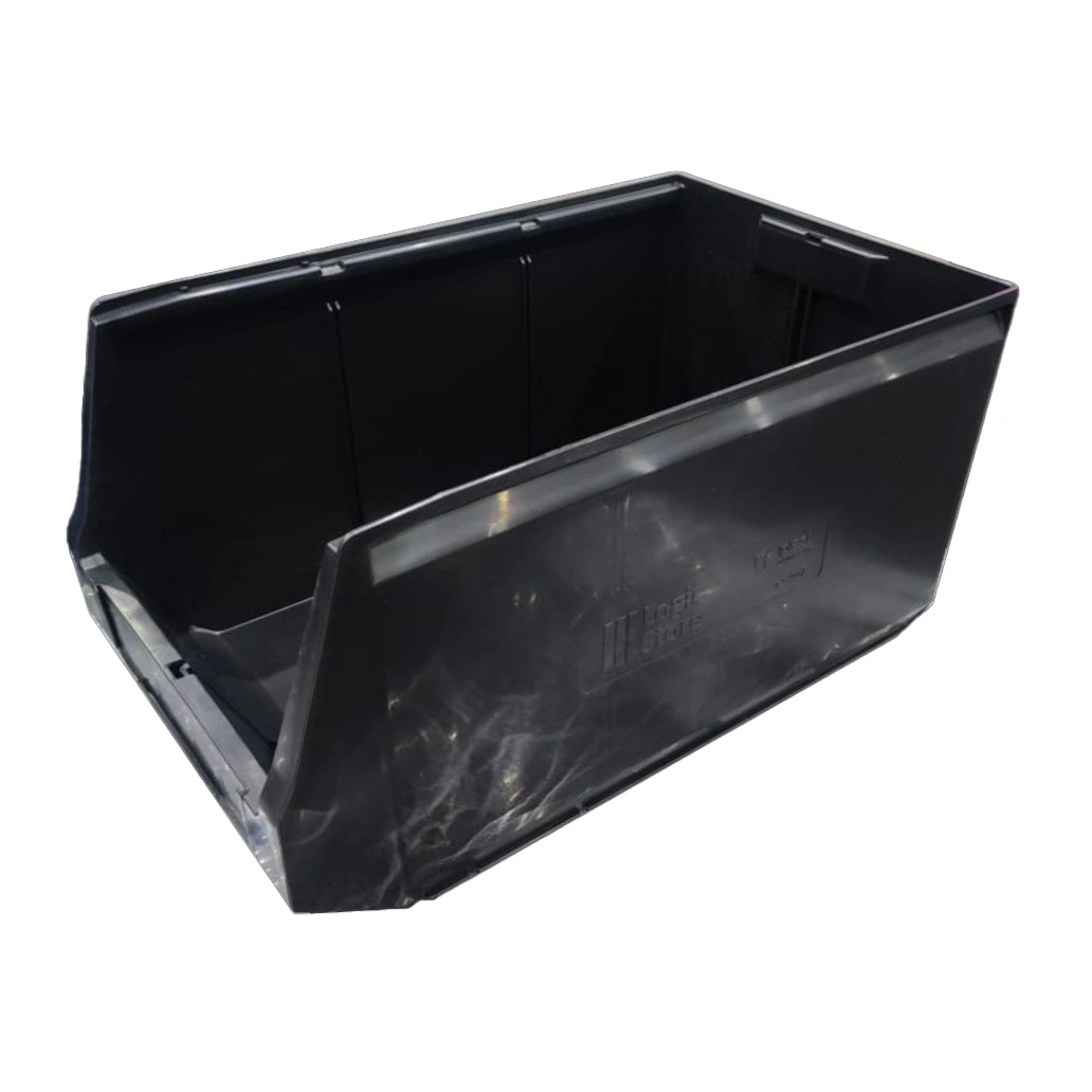Уценённый складской лоток Logic Store 500х300х250 мм iPlast чёрный ЭКО с отверст. для перегородок N1 (12.407.1)