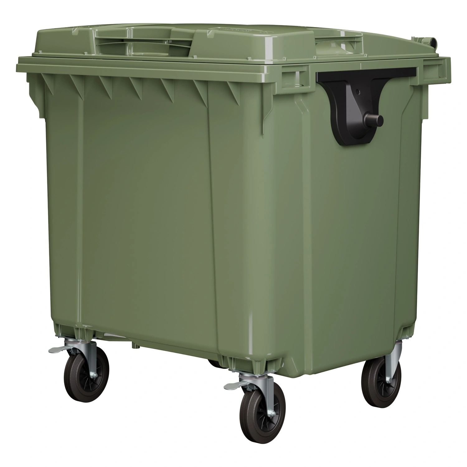 Мусорный контейнер 1100 л iPlast зелёный 4-х колёсный с зелёной крышкой N1 (20.807.1)