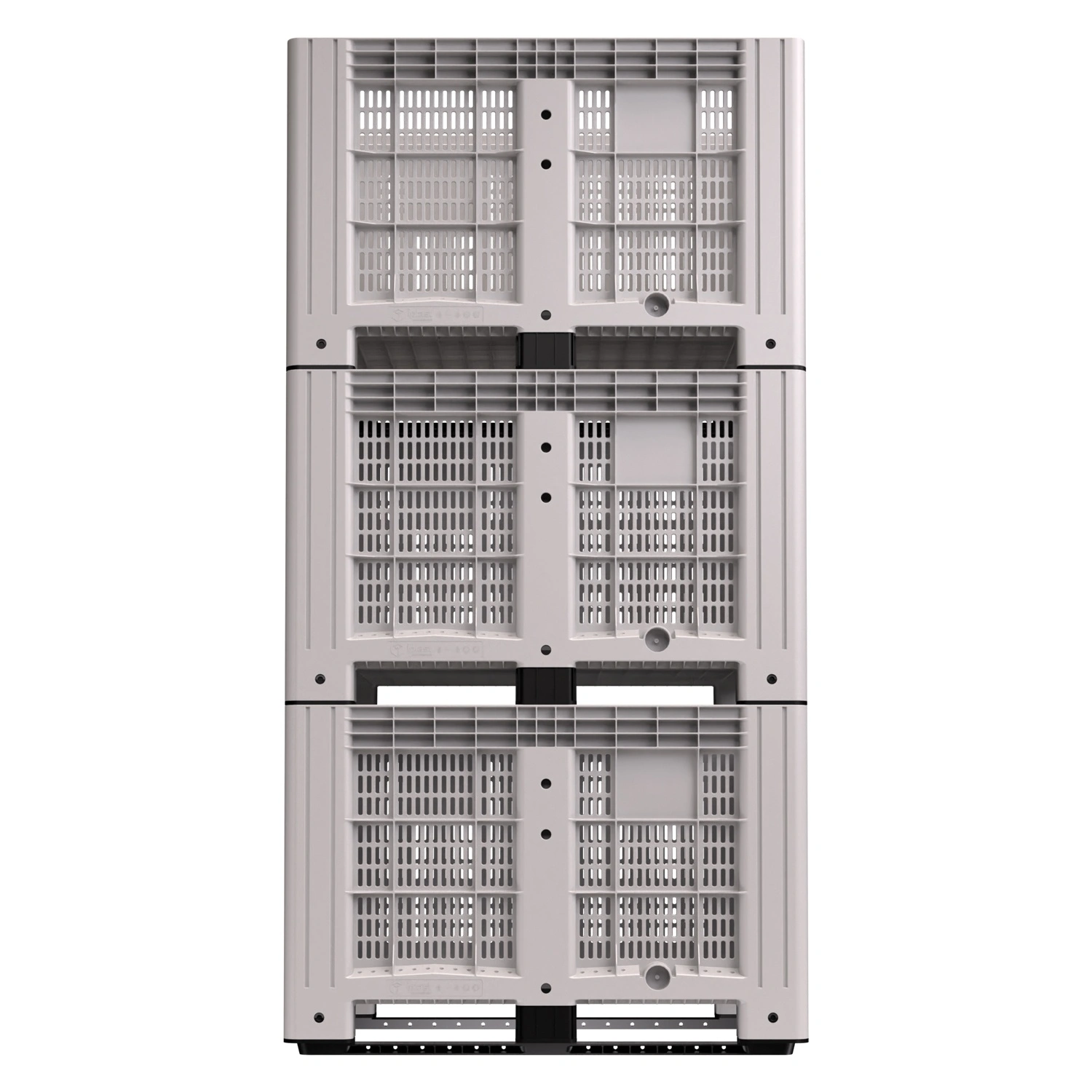 Большой контейнер 1200x800x800 мм iPlast iBOX светло-серый c перфорированными стенками и дном, на полозьях Большой контейнер 1200x800x800 мм iPlast iBOX светло-серый c перфорированными стенками и дном, на полозьях