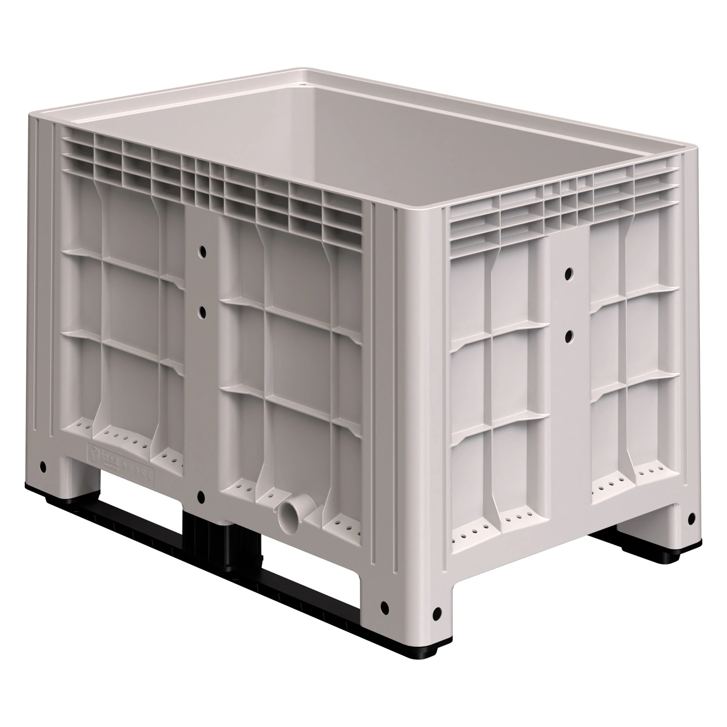 Большой контейнер 1200x800x800 мм iPlast iBOX светло-серый со сплошными стенками и дном, на полозьях