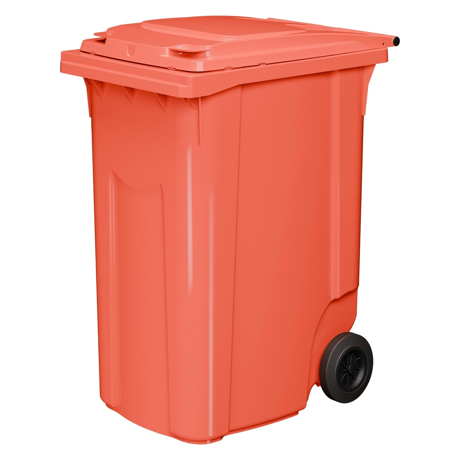 Мусорный контейнер 360 л iPlast красный 2-х колёсный (д. 200 мм) с красной крышкой