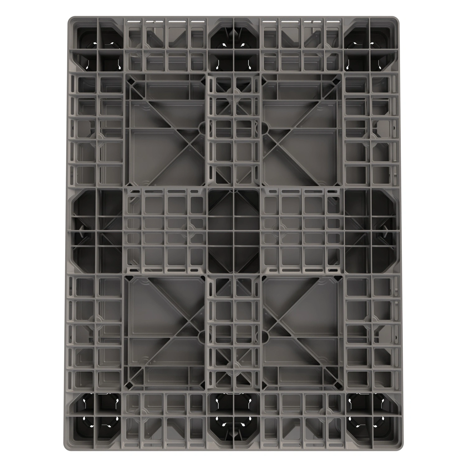 Пластиковый паллет 1470x1140x180 мм iPlast серый сплошной на 3 полозьях