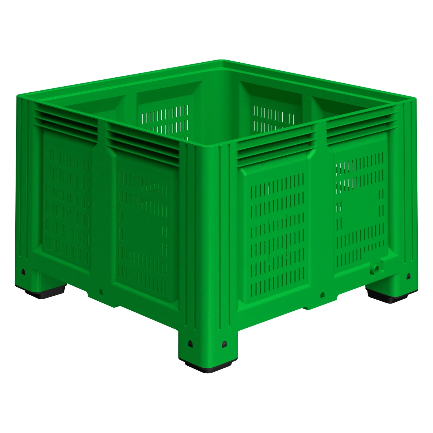 Большой контейнер 1130x1130x760 мм iPlast iBOX салатовый c перфорированными стенками и дном, на ножках